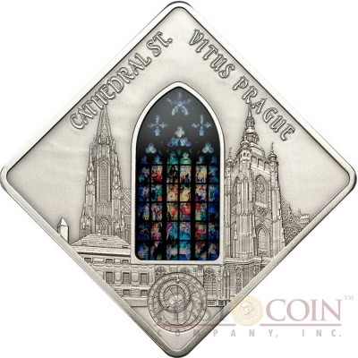 Palau ST. VITUS PRAGUE $10 Series SACRED ART Silver coin 2013 Antique finish Stained Glass 1.6 oz